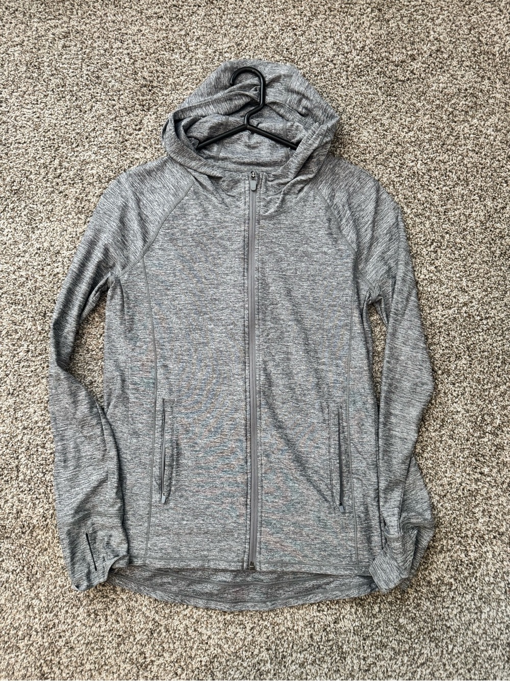 LIKE NEW Athleta Heathered Gray Full-Zip Hooded SPF Jacket
